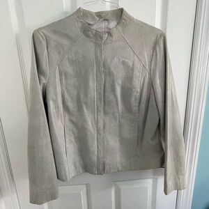 Alfani Snakeskin Embossed Zip Front Leather Jacket